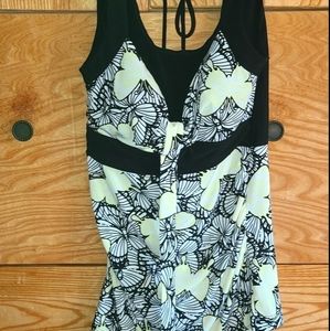EUC Yellow/Black Butterfly v-neck Blouse Y2K